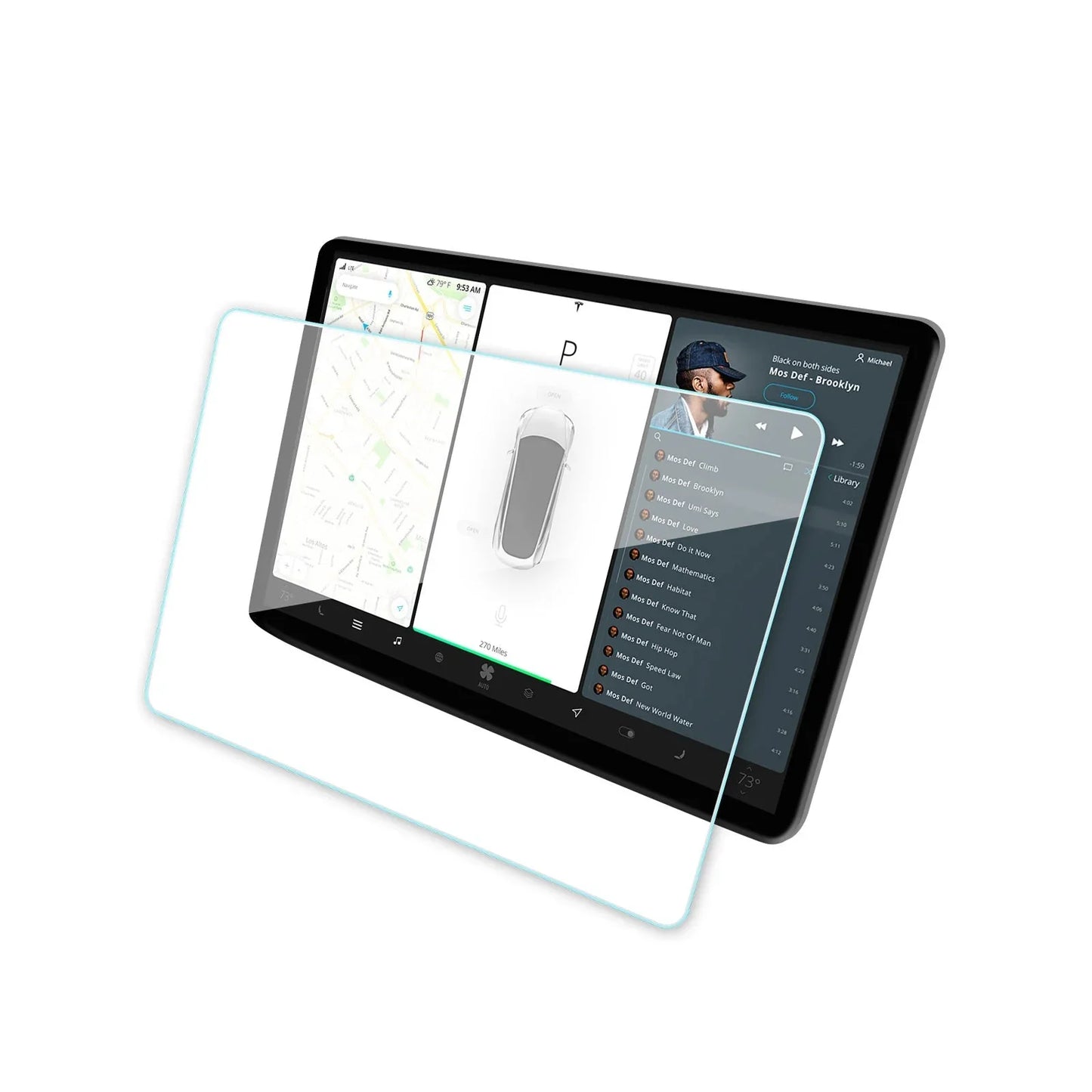 EVKITT for Tesla Model Y Model 3 2017-2023 HD Screen Protector Tempered Glass Anti-Fingerprint Scratch Resistant Central Control Display Film