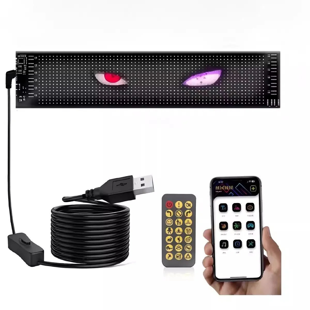 EVKITT Car Devil's Eye Dynamic LED Display for Tesla Model Y 3 S X & Trucks (Flexible Polymer, App Control 2-Pack)