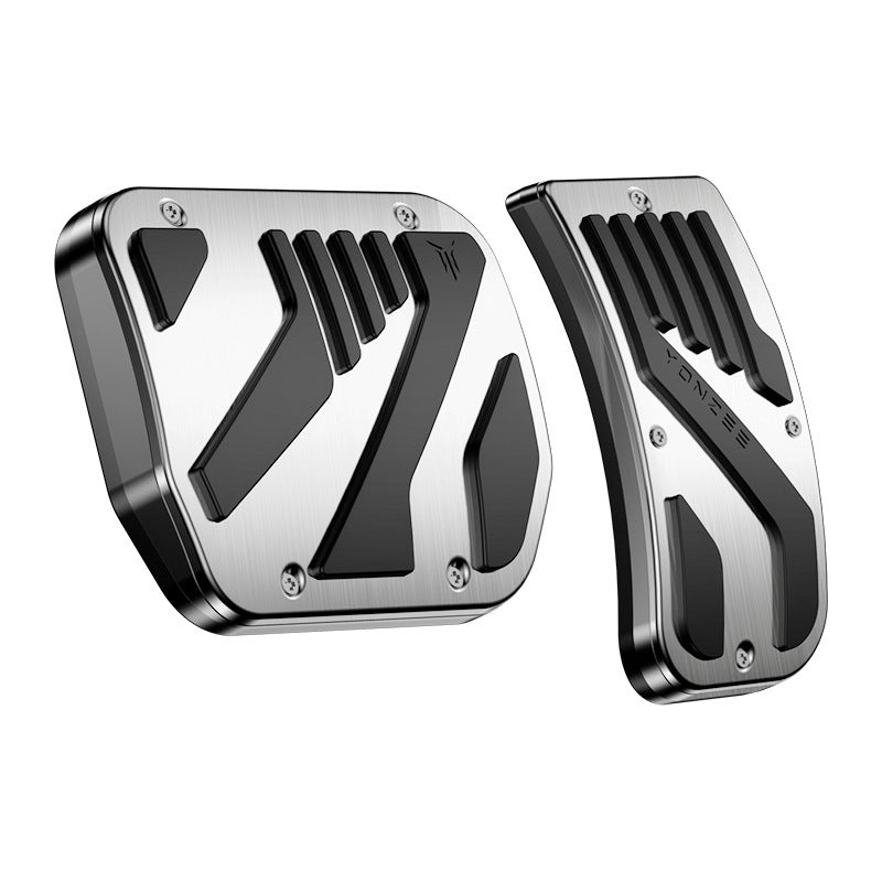 EVKITT Aluminum Pedal Covers for Tesla Model Y Juniper & Model 3 Highland 2024-2026 Non-Slip Accelerator Brake Pads (Metal Silver, 2-Pack)