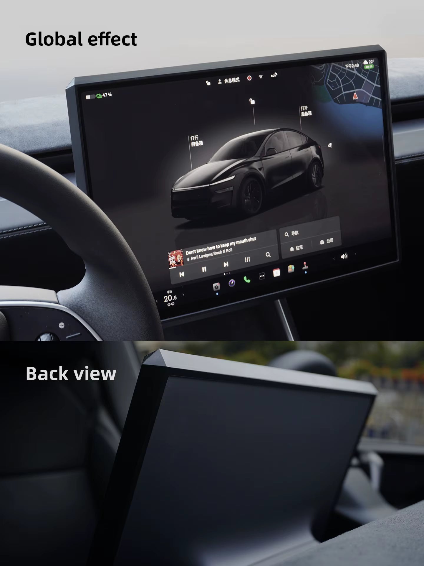 EVKITT Cyberpunk Central Control Screen Protector Border Cover for Tesla Model Y Juniper Model 3 Highland 2024-2025 (Premium Shockproof Silicone, 15.4-Inch Display Bezel 1-Pack)