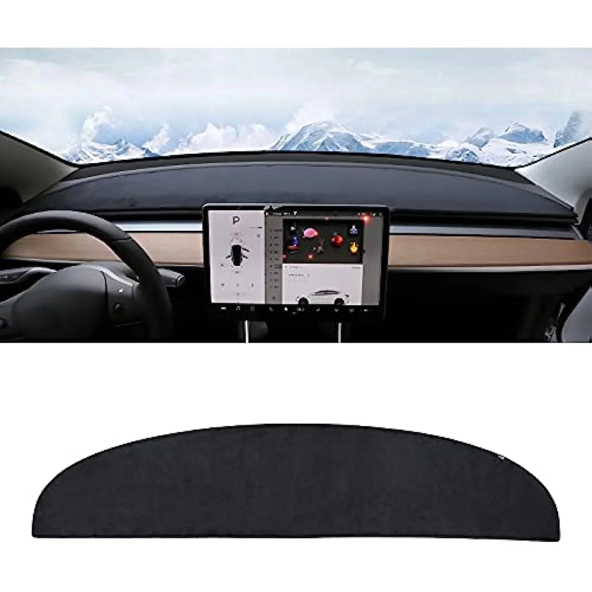 EVKITT Suede Dashboard Cover Mat for Tesla Model 3 & Model Y 2017-2024 (Premium Anti-Glare Suede, Laser-Cut)