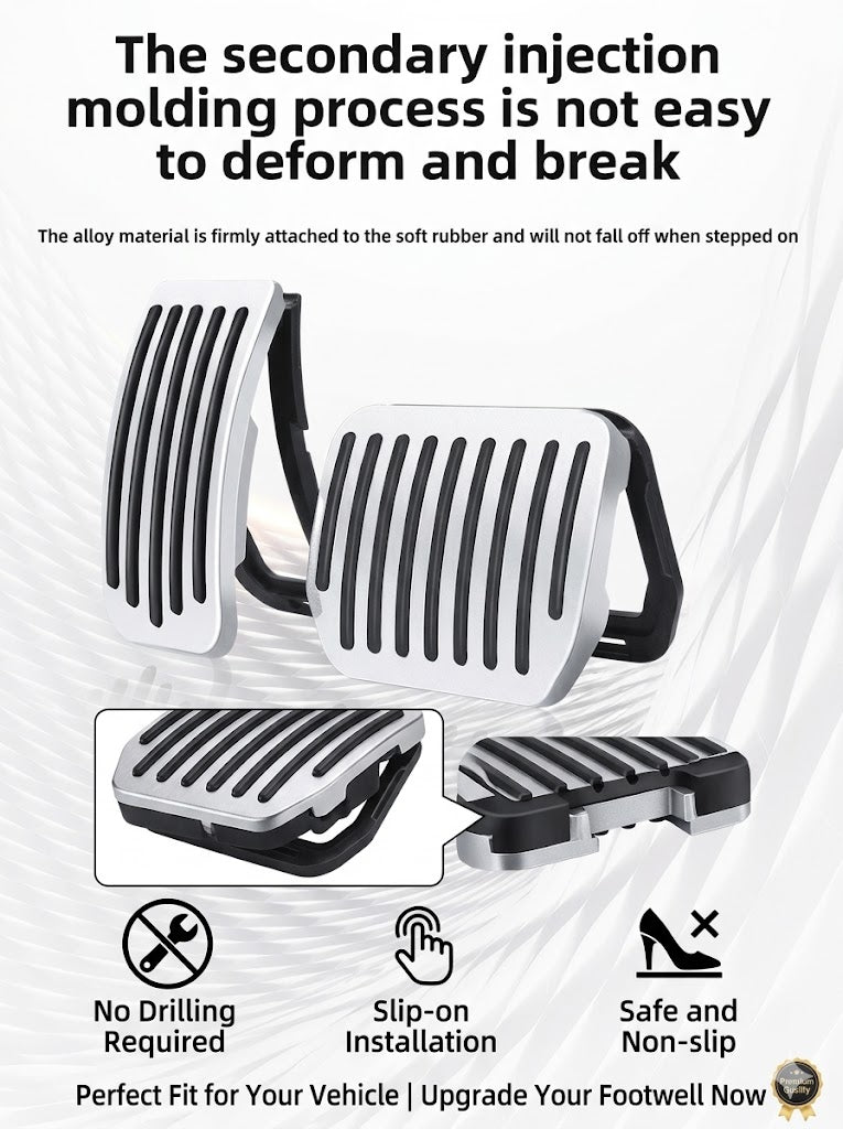 EVKITT Aluminum Accelerator & Brake Pedal Covers for Tesla Model 3 Highland 2024+ (Premium Aluminum, Anti-Slip)