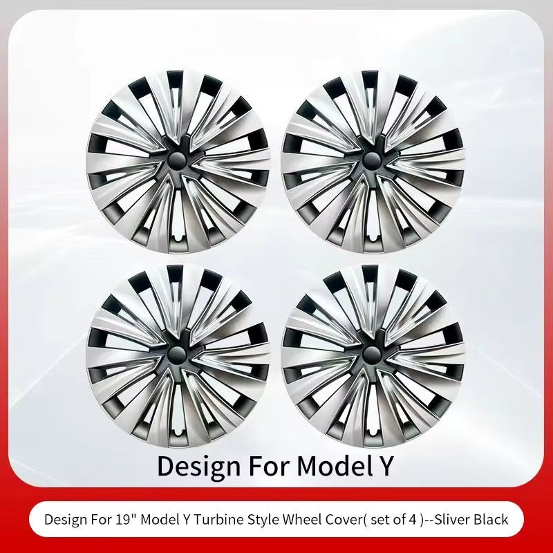 EVKITT 4PCS for Model Y 2020-2024 4PCS 19 Inch New Turbine Style Matte Black Hubcap Cover Hub Cap Replacement Wheel Cap for Tesla