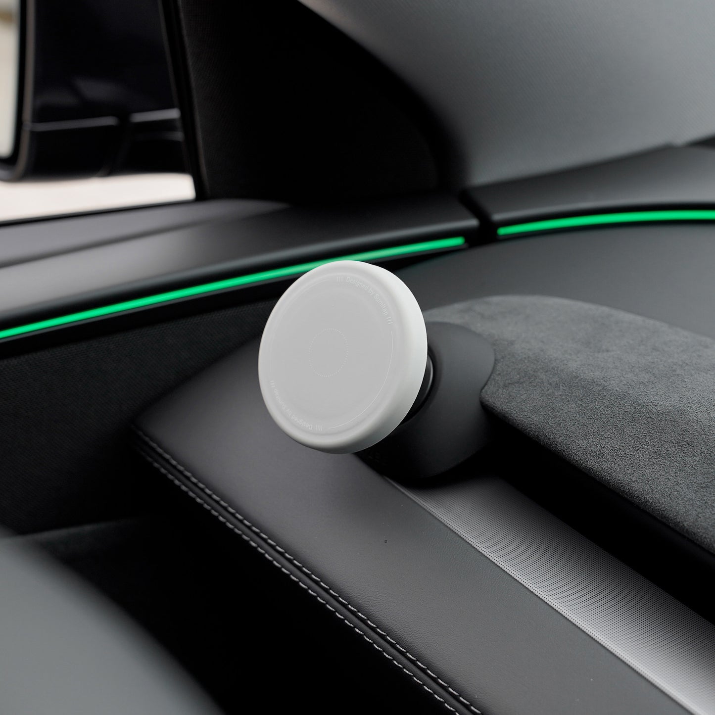 EVKITT Hidden Cockpit Console Phone Bracket for Tesla Model Y Juniper & Model 3 Highland Anti-Slip Metal Base (Liquid Silicone Wrapped, Grey LHD/RHD 1-Pack)