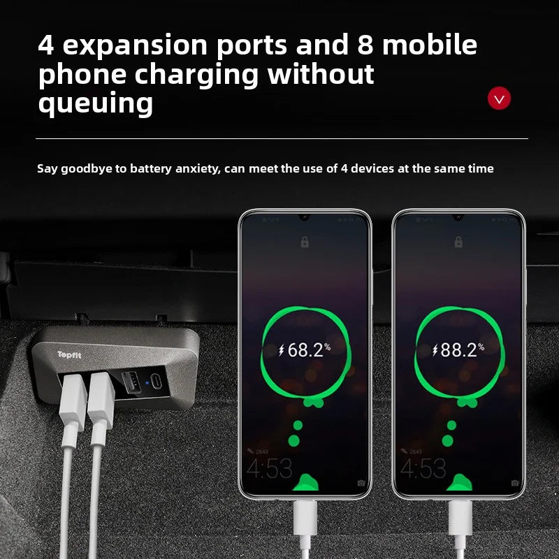 EVKITT Glove Box Docking Station USB Hub Data Transmission Adapter for Tesla Model Y Model 3 (Premium Anodized Aluminum Alloy, Sentry Mode Fast Charging 1-Pack)