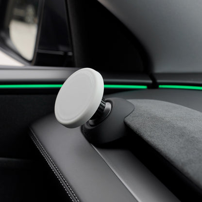 EVKITT Hidden Cockpit Console Phone Bracket for Tesla Model Y Juniper & Model 3 Highland Anti-Slip Metal Base (Liquid Silicone Wrapped, Grey LHD/RHD 1-Pack)