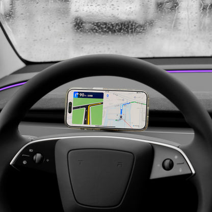 EVKITT Hidden Cockpit Console Phone Bracket for Tesla Model Y Juniper & Model 3 Highland Anti-Slip Metal Base (Liquid Silicone Wrapped, Grey LHD/RHD 1-Pack)