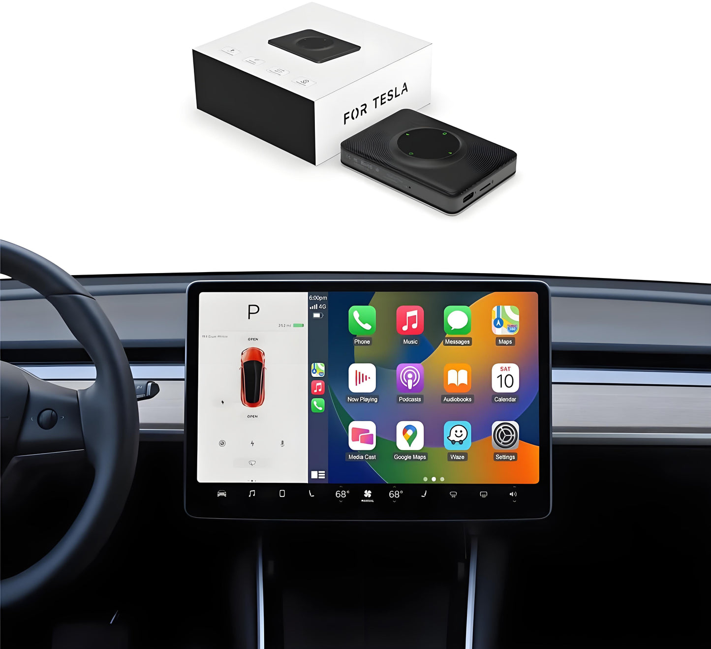 EVKITT Wireless Apple CarPlay Adapter Smart Box Converter for Tesla Model Y 3 X S