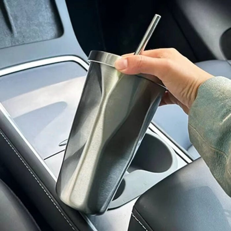 EVKITT Travel Tumbler with Straw for Tesla Model 3 Y S X Universal Fit Stainless Steel Vacuum Coffee Mug
