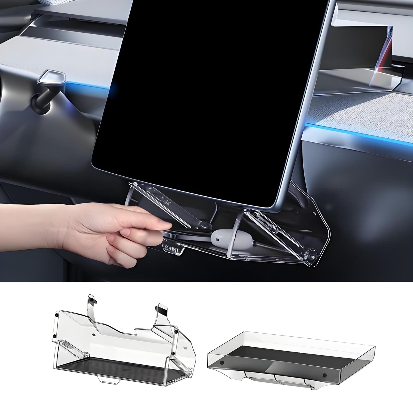 EVKITT Silicone Under Screen Storage Tray for Tesla Model Y Juniper & Model 3 Highland (Premium Silicone & ABS, 1-Pack)