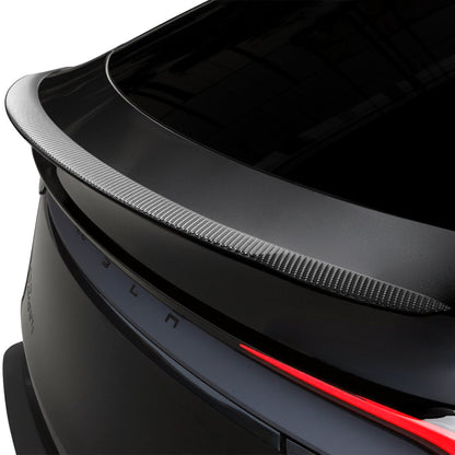 EVKITT Flanking Retrofit Rear Tail Spoiler Performance Wing for Tesla Model Y Juniper 2026+ (Real Dry Carbon Fiber, Glossy Black 1-Piece)