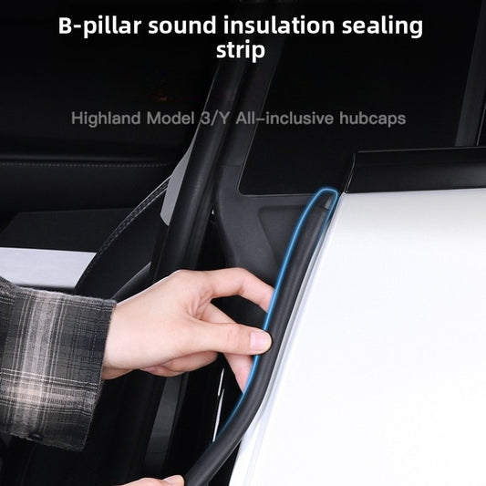 EVKITT B-Pillar Soundproof Seal Strips for Tesla Model Y Juniper / Model 3 Highland 2024-2026 EPDM Rubber Wind Noise Reduction Weatherstrip (Black, 2-Pack)