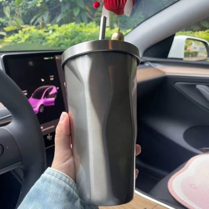 EVKITT Travel Tumbler with Straw for Tesla Model 3 Y S X Universal Fit Stainless Steel Vacuum Coffee Mug