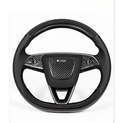 EVKITT Carbon Fiber Steering Wheel Trim Covers for Tesla Model Y Juniper & Model 3 Highland (Real Dry Carbon, 2-Pack)