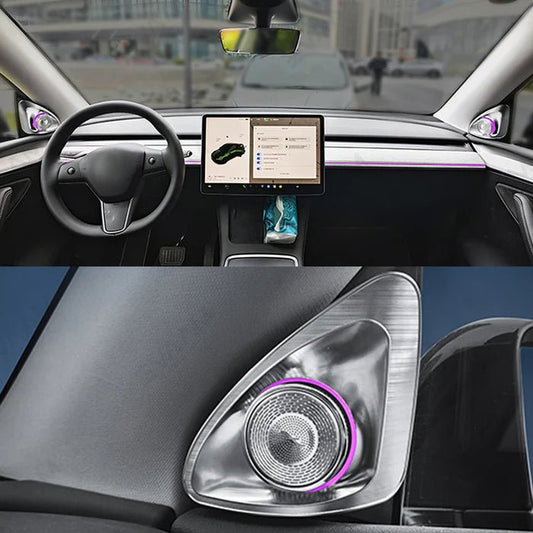 EVKITT 4D Rotating LED Tweeter Speakers for Tesla Model Y Juniper & Model 3 Highland (Premium Aluminum Alloy, RGB 2-Pack)