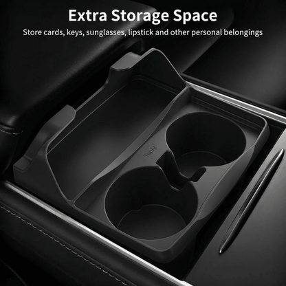 EVKITT Silicone Center Console Cup Holder Insert for Tesla Model 3 & Model Y (Premium Flexible Silicone, Dual-Slot)