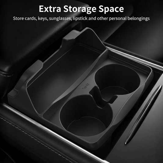 EVKITT Silicone Center Console Cup Holder Insert for Tesla Model 3 & Model Y (Premium Flexible Silicone, Dual-Slot)