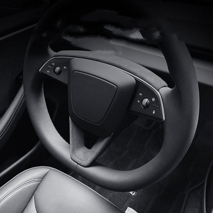 EVKITT Steering Wheel Panel Center Bezel Trim Cover for Tesla Model Y Juniper Model 3 Highland Premium Sport Alcantara Suede