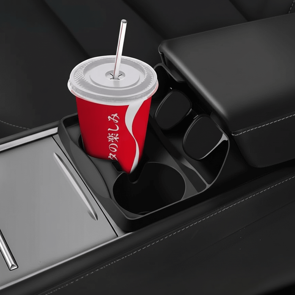 EVKITT Silicone Center Console Cup Holder Insert for Tesla Model 3 & Model Y (Premium Flexible Silicone, Dual-Slot)