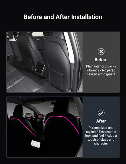 EVKITT LED Seat Back Ambient Lighting for Tesla Model Y Juniper & Model 3 Highland (Flexible Fiber, 2-Pack)