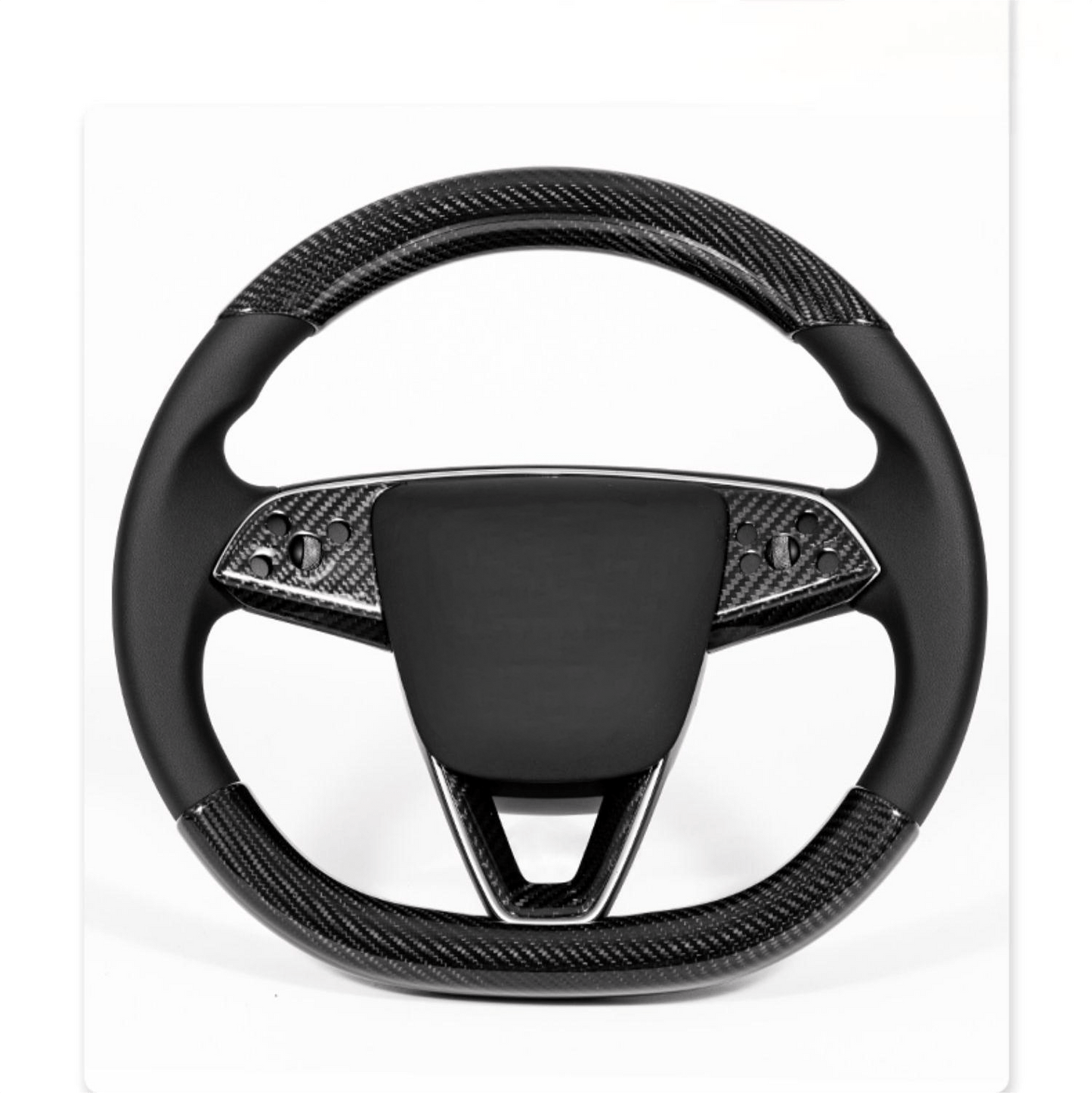 EVKITT Dry Carbon Fiber Steering Wheel Bezel Overlay for Tesla Model 3 Highland & Model Y Juniper (100% Real Carbon Fiber, 3-Pack)