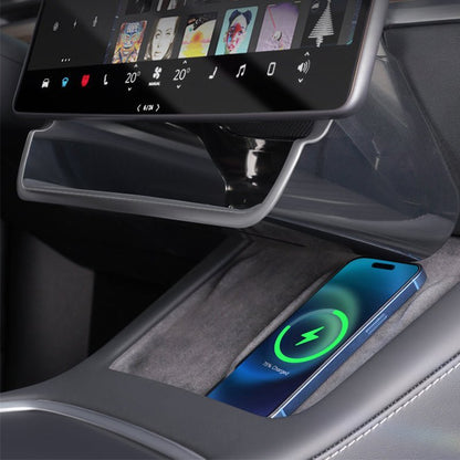 EVKITT Under Screen Center Console Storage Tray Hidden Organizer for Tesla Model 3 Highland Model Y Juniper (Premium Odorless TPE, Anti-Rattle 1-Pack)