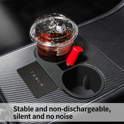 EVKITT Silicone Center Console Cup Holder Insert for Tesla Model 3 & Model Y 2021-2024 (Premium Flexible Silicone, Dual-Slot)