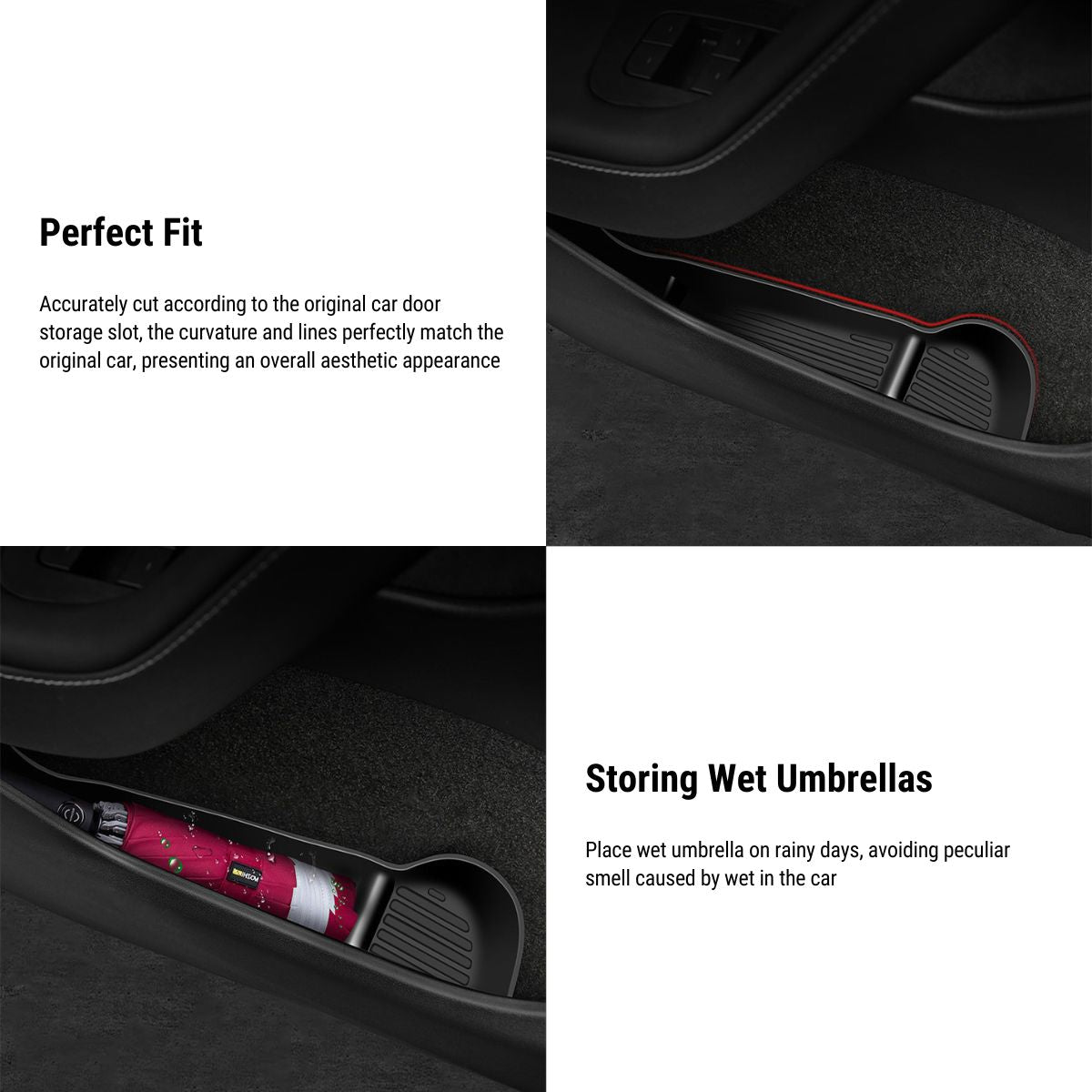 EVKITT Silicone Front & Rear Door Side Storage Boxes for Tesla Model Y Juniper & Model 3 Highland (Premium Silicone, 4-Pack)