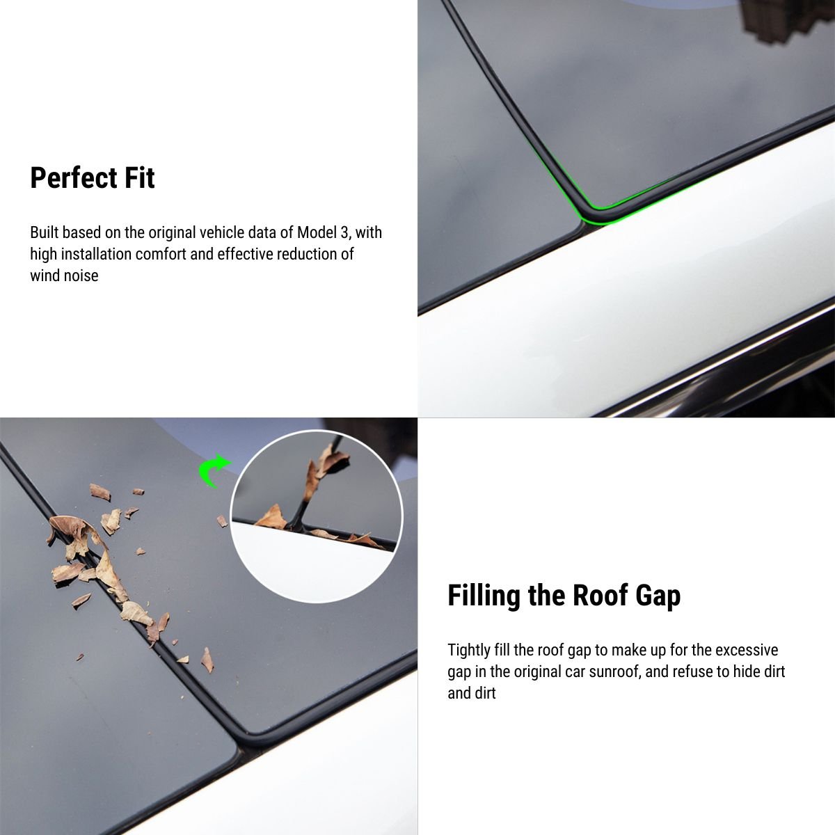 EVKITT Sunroof Wind Noise Reduction Rubber Seal Kit for Tesla Model 3 (Premium EPDM Rubber, Easy Snap-In)