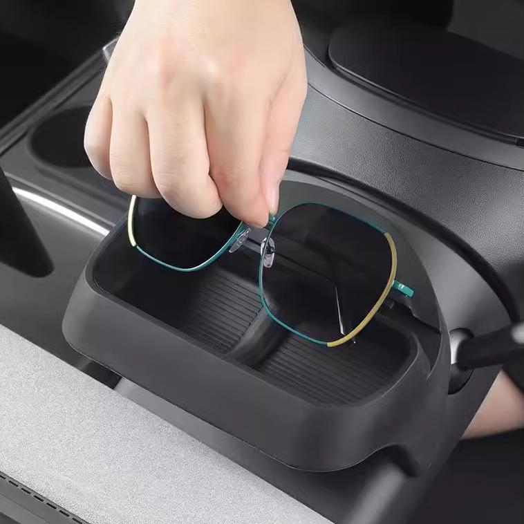 EVKITT Silicone Center Console Sunglasses Holder Organizer for Tesla Model Y Juniper & Model 3 Highland (Premium Flexible Silicone)