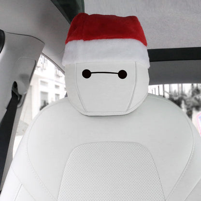 EVKITT Silicone-Soft Velvet Christmas Hat Headrest Covers for Tesla Model 3 & Model Y (Premium Festive Velvet, 4-Piece Combo)