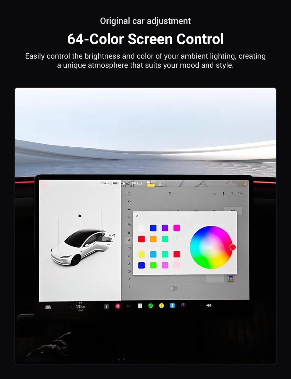 EVKITT LED Seat Back Ambient Lighting for Tesla Model Y Juniper & Model 3 Highland (Flexible Fiber, 2-Pack)