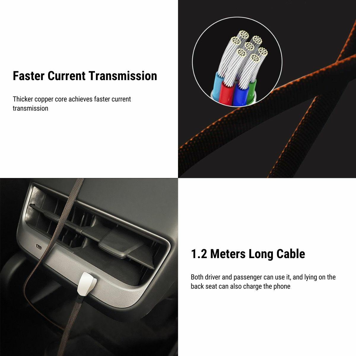 EVKITT Fast Charging Data Cable Coiled USB C Cord for Tesla Model 3 Model Y 2021-2023