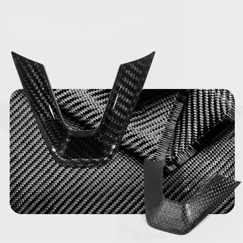 EVKITT Dry Carbon Fiber Steering Wheel Bezel Overlay for Tesla Model 3 Highland & Model Y Juniper (100% Real Carbon Fiber, 3-Pack)