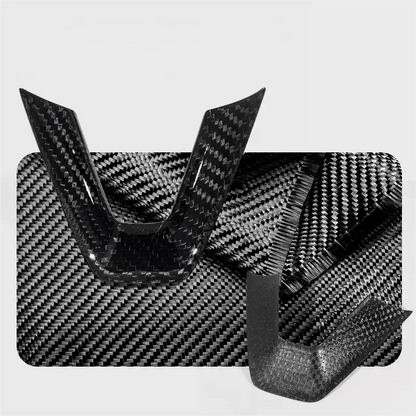 EVKITT Dry Carbon Fiber Steering Wheel Bezel Overlay for Tesla Model 3 Highland & Model Y Juniper (100% Real Carbon Fiber, 3-Pack)