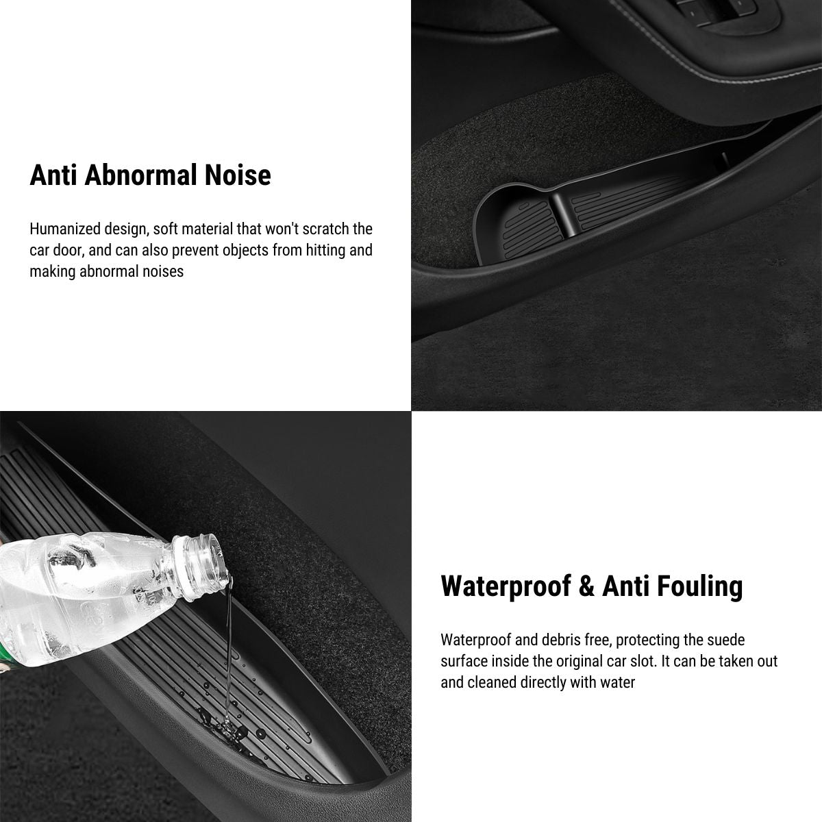 EVKITT Silicone Front & Rear Door Side Storage Boxes for Tesla Model Y Juniper & Model 3 Highland (Premium Silicone, 4-Pack)