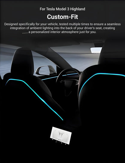 EVKITT LED Seat Back Ambient Lighting for Tesla Model Y Juniper & Model 3 Highland (Flexible Fiber, 2-Pack)