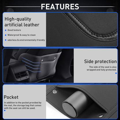 EVKITT Seat Back Anti-Kick Protector Guard Organizer for Tesla Model Y Model 3 (Premium Anti-Scratch PU Leather, 2-Piece Full Set)