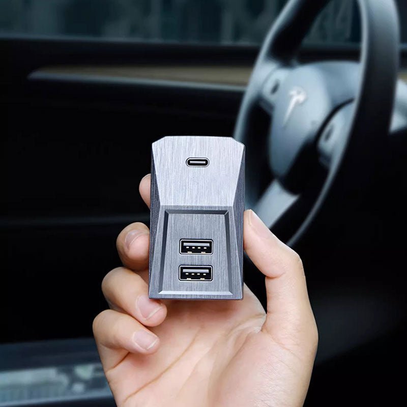 EVKITT 4-Port USB Hub Center Console Docking Station Adapter for Tesla Model Y Juniper Model 3 Highland