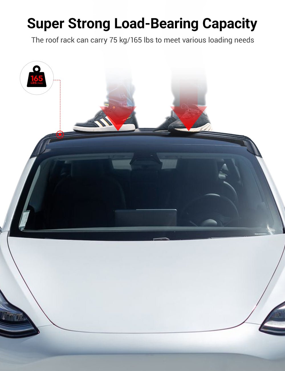EVKITT for Tesla Model 3 Highland Model Y 2017-2026 Roof Rack Cross Bars Aluminum Alloy Cargo Carrier Set of 2 Heavy Duty