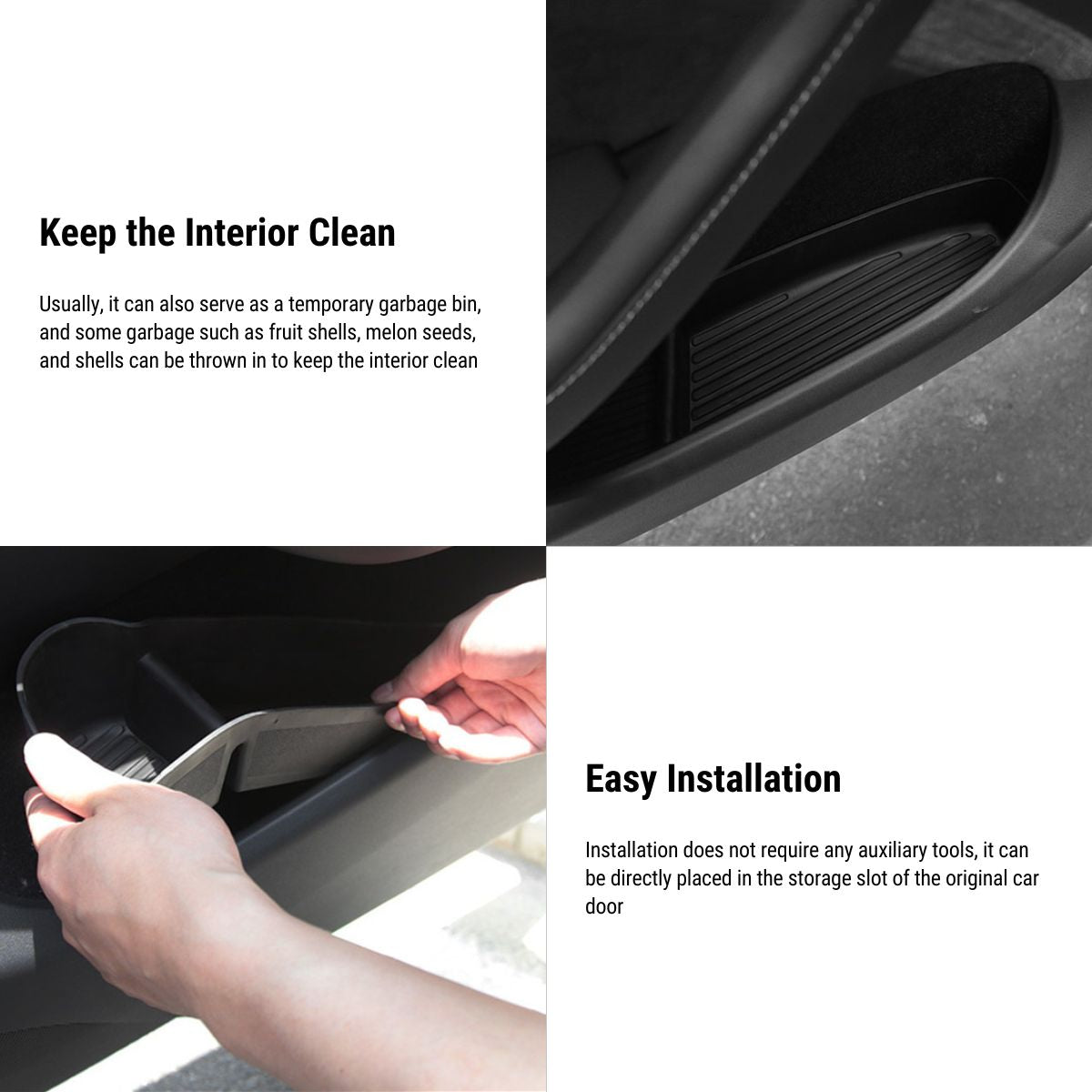 EVKITT Silicone Front & Rear Door Side Storage Boxes for Tesla Model Y Juniper & Model 3 Highland (Premium Silicone, 4-Pack)