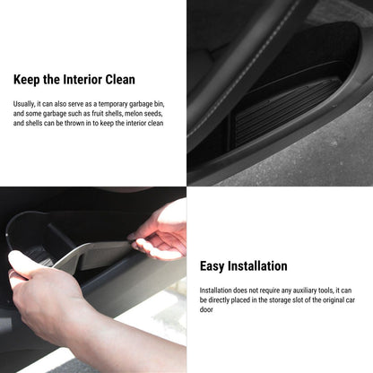 EVKITT Silicone Front & Rear Door Side Storage Boxes for Tesla Model Y Juniper & Model 3 Highland (Premium Silicone, 4-Pack)