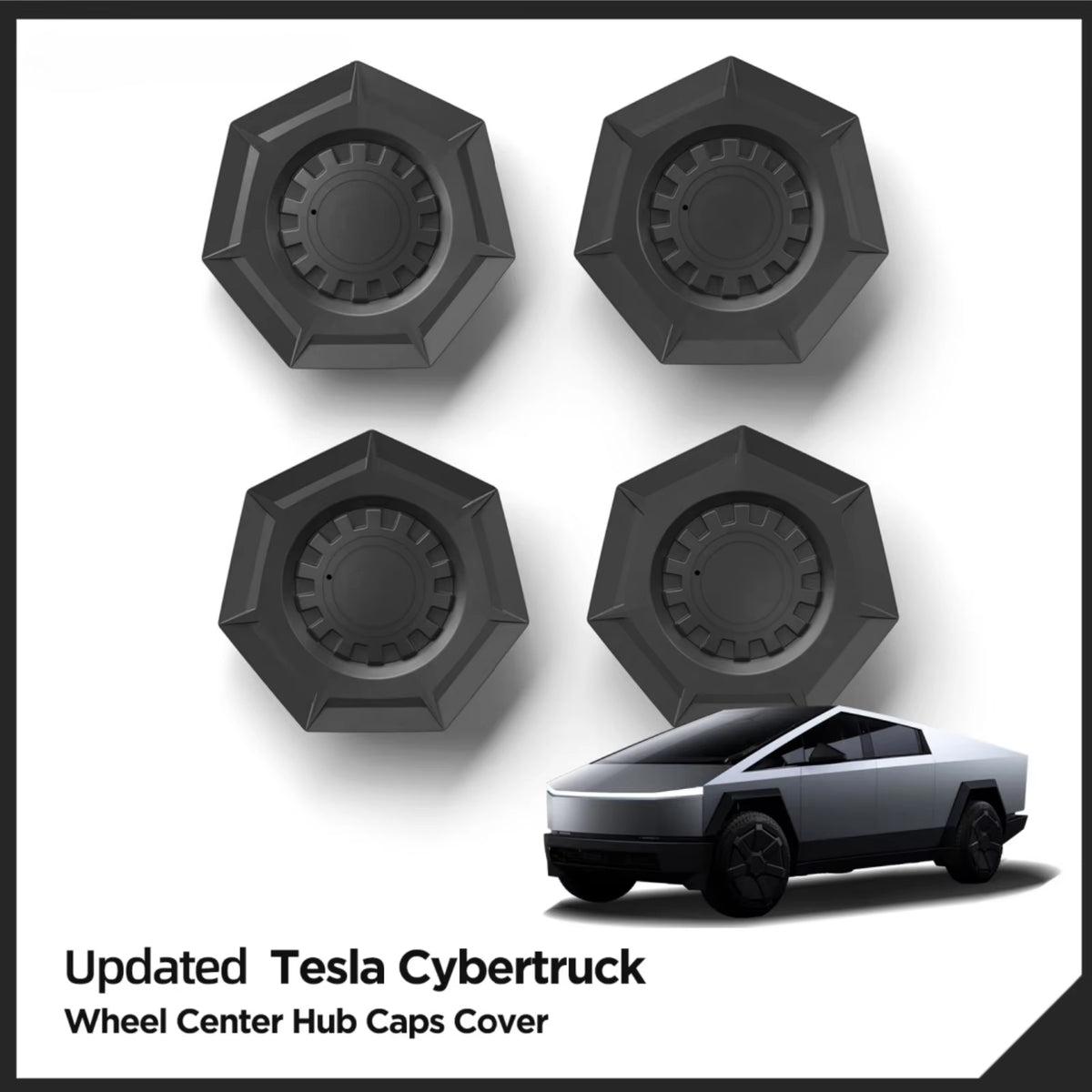 EVKITT Wheel Hub Center Caps for Tesla Cybertruck 2024+ – ABS Wheel Center Cover Decoration Kit 4PCS