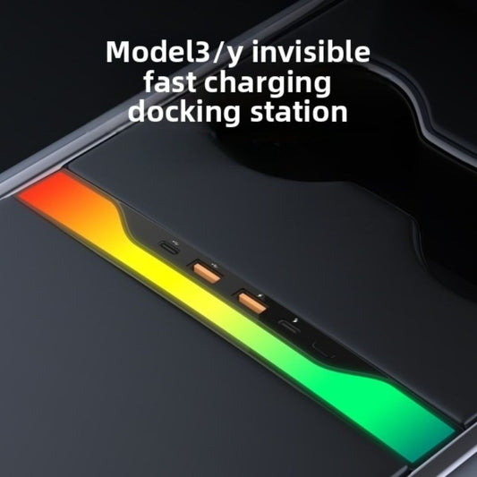 EVKITT Center Console USB Hub for Tesla Model 3 & Model Y 2021-2023 (Premium Fireproof ABS, Multi-Port PD Fast Charger Adapter)