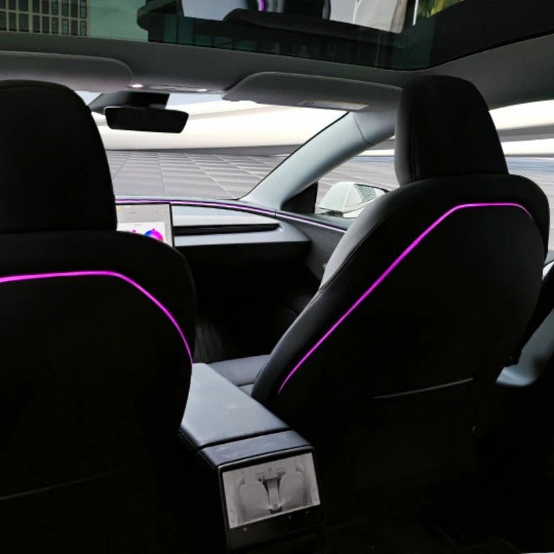 EVKITT LED Seat Back Ambient Lighting for Tesla Model Y Juniper & Model 3 Highland (Flexible Fiber, 2-Pack)