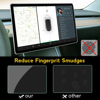 EVKITT for Tesla Model Y Model 3 2017-2023 HD Screen Protector Tempered Glass Anti-Fingerprint Scratch Resistant Central Control Display Film