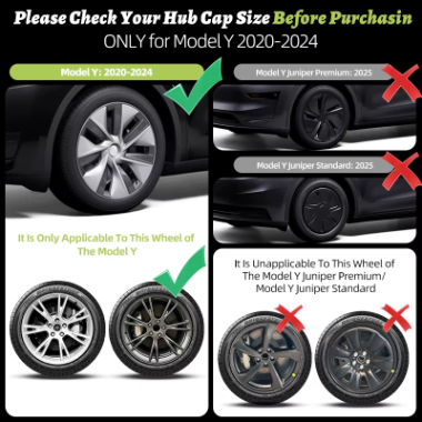 EVKITT 19" Full-Coverage Wheel Covers for Tesla Model Y 2020-2024 (Premium Anti-Curb Rash Aero Hubcaps, Matte Black 4PC Set)