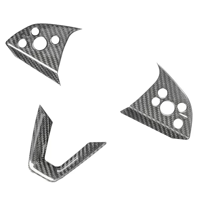 EVKITT Dry Carbon Fiber Steering Wheel Bezel Overlay for Tesla Model 3 Highland & Model Y Juniper (100% Real Carbon Fiber, 3-Pack)