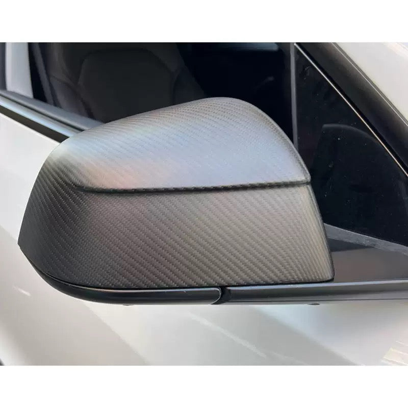 Cubiertas protectoras de espejo lateral EVKITT para Tesla Model Y Juniper 2025+ (fibra de carbono seca real, juego de 2 piezas izquierda y derecha)