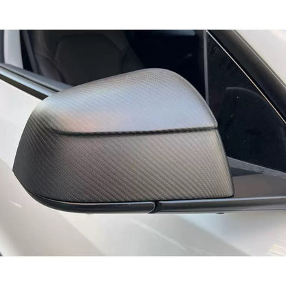 Cubiertas protectoras de espejo lateral EVKITT para Tesla Model Y Juniper 2025+ (fibra de carbono seca real, juego de 2 piezas izquierda y derecha)